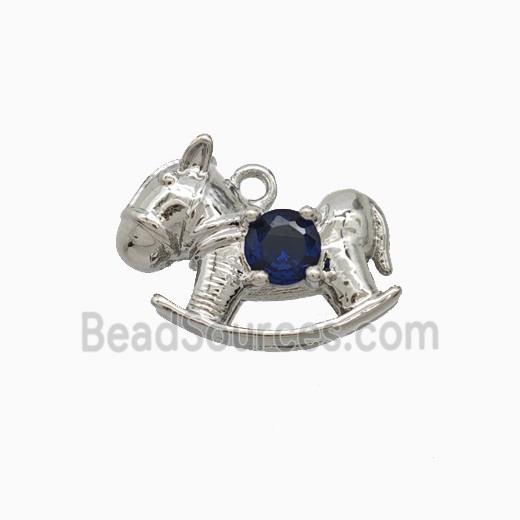 Copper Trojanhorse Pendant Pave Zirconia Platinum Plated
