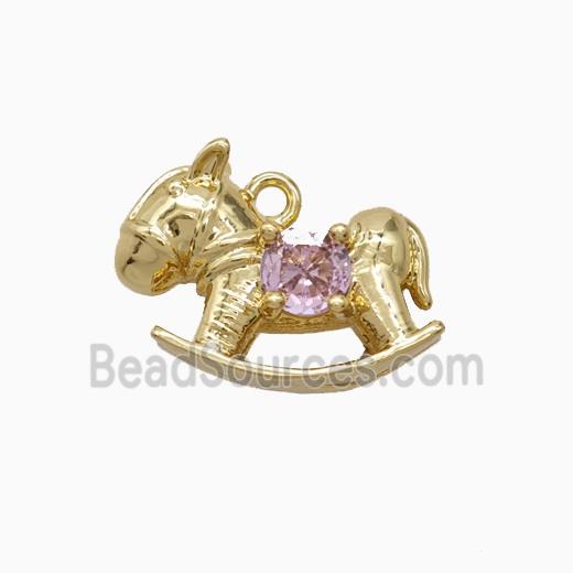 Copper Trojanhorse Pendant Pave Zirconia Gold Plated