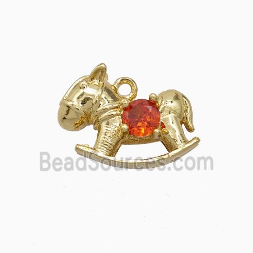Copper Trojanhorse Pendant Pave Zirconia Gold Plated