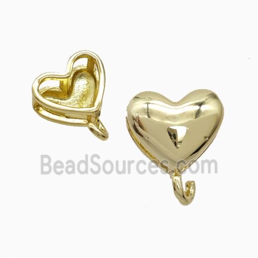 Copper Heart Pendant With Bail Gold Plated