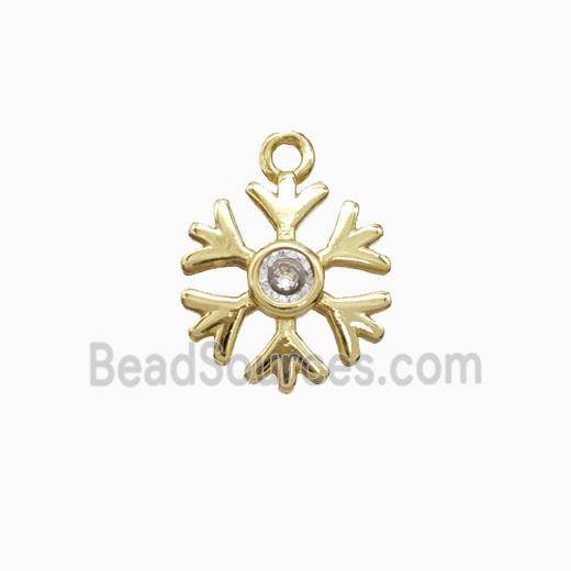 Copper Snowflake Pendant Pave Zirconia Gold Plated