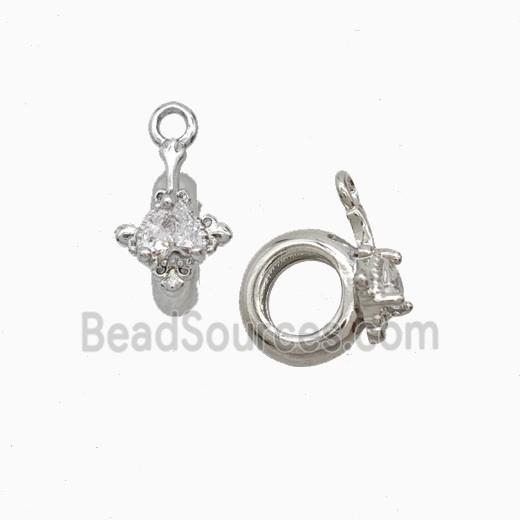 Copper Bail Pendant Pave Zirconia Platinum Plated