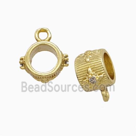 Copper Bail Pendant Pave Zirconia Gold Plated