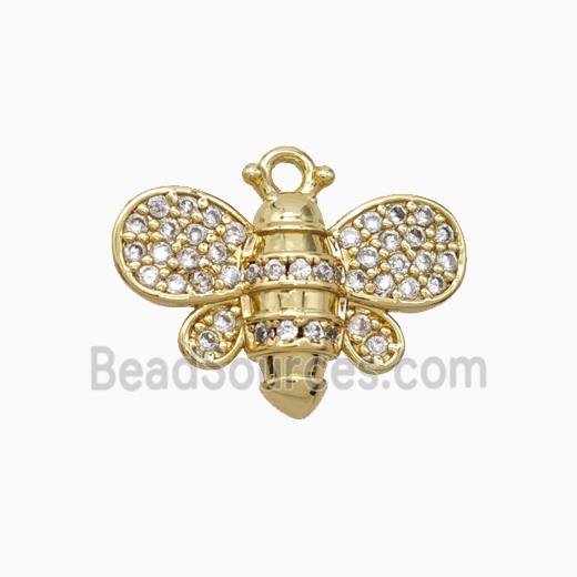 Copper Honeybee Pendant Pave Zirconia Gold Plated