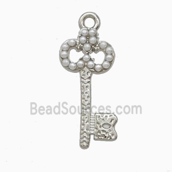 Copper Key Pendant Pave Resin Platinum Plated