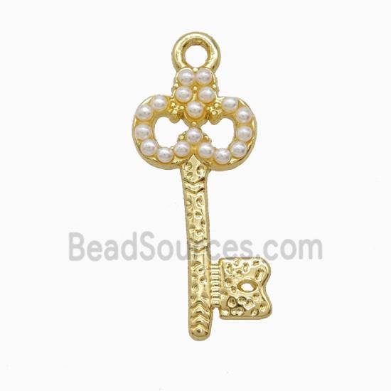Copper Key Pendant Pave Resin Gold Plated