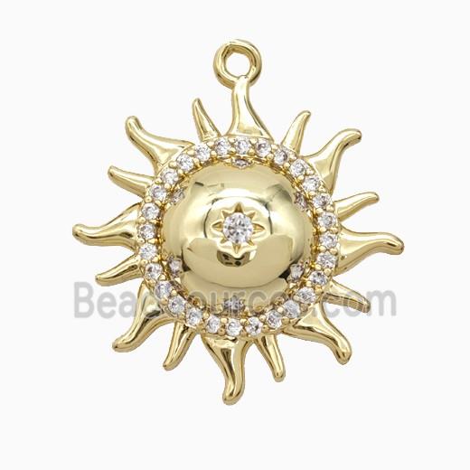 Copper Sun Pendant Pave Zirconia Gold Plated