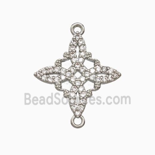 Copper Witch Knot Connector Pave Zirconia Platinum Plated