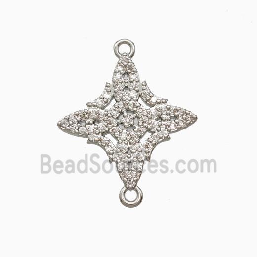 Copper Witch Knot Connector Pave Zirconia Platinum Plated