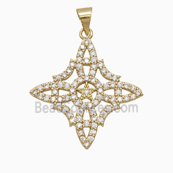 Copper Witch Knot Pendant Pave Zirconia Gold Plated