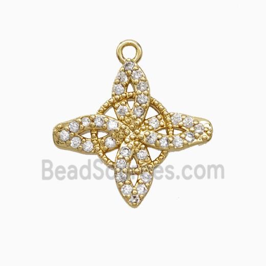 Copper Witch Knot Pendant Pave Zirconia Gold Plated