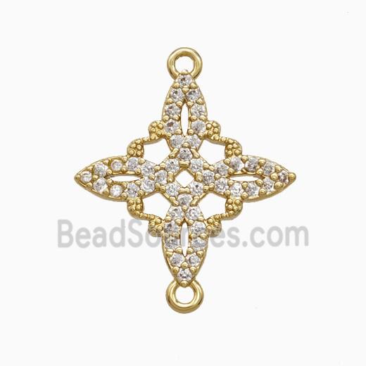 Copper Witch Knot Connector Pave Zirconia Gold Plated