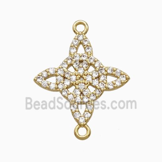 Copper Witch Knot Connector Pave Zirconia Gold Plated