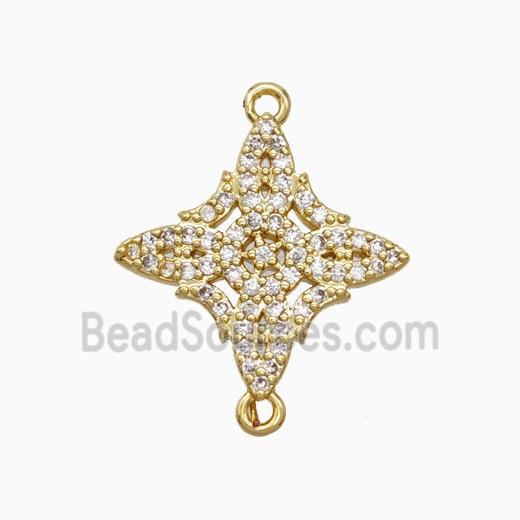 Copper Witch Knot Connector Pave Zirconia Gold Plated