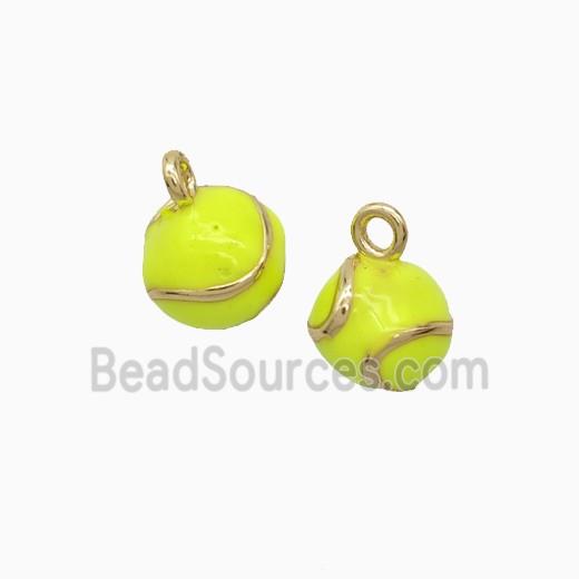 Copper Tennis Ball Pendant Olive Enamel Sports Gold Plated