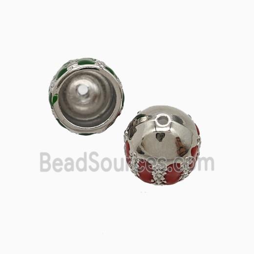 Copper Tassel-Caps Bail Red Enamel Platinum Plated