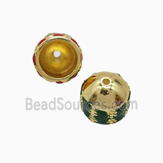 Copper Tassel-Caps Bail Green Enamel Gold Plated