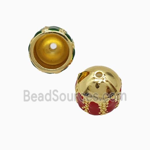 Copper Tassel-Caps Bail Red Enamel Gold Plated