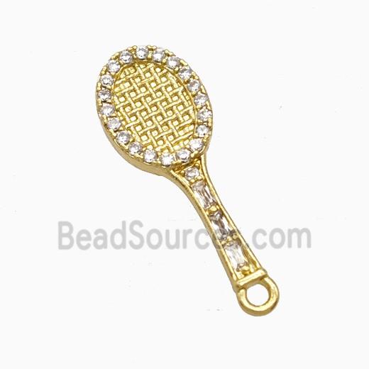 Copper Tennis Racket Pendant Pave Zirconia Sports Gold Plated