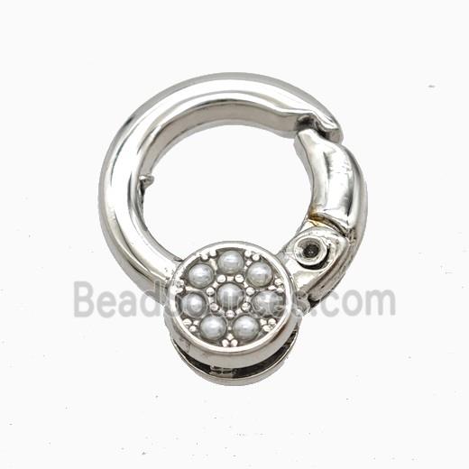 Copper Carabiner Clasp Pave Resin Platinum Plated