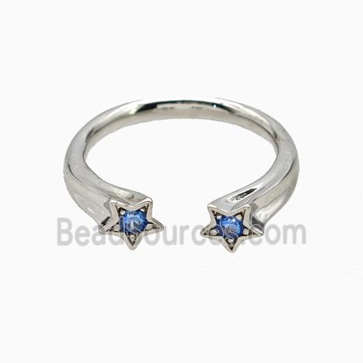 Copper Star Rings Pave Zirconia Platinum Plated