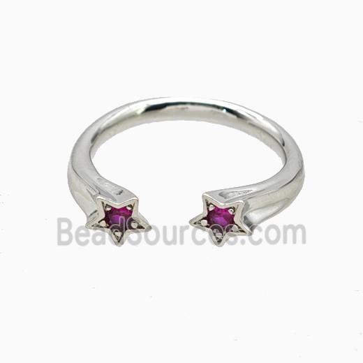 Copper Star Rings Pave Zirconia Platinum Plated