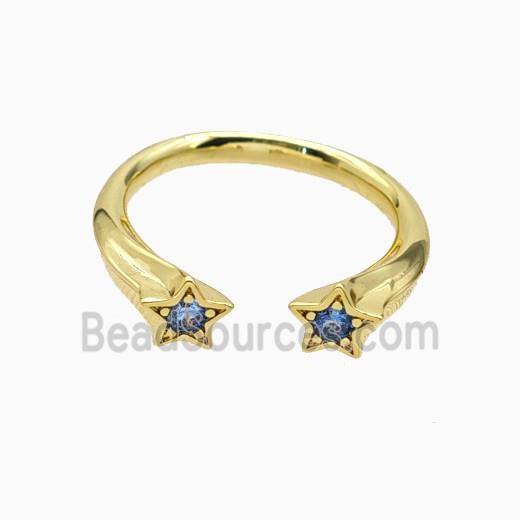 Copper Star Rings Pave Zirconia Gold Plated
