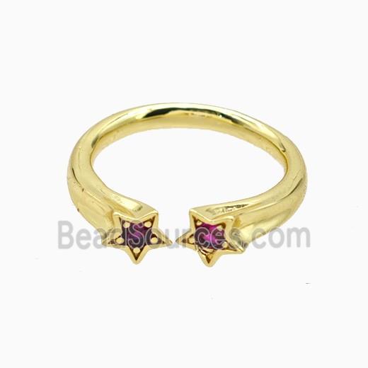 Copper Star Rings Pave Zirconia Gold Plated
