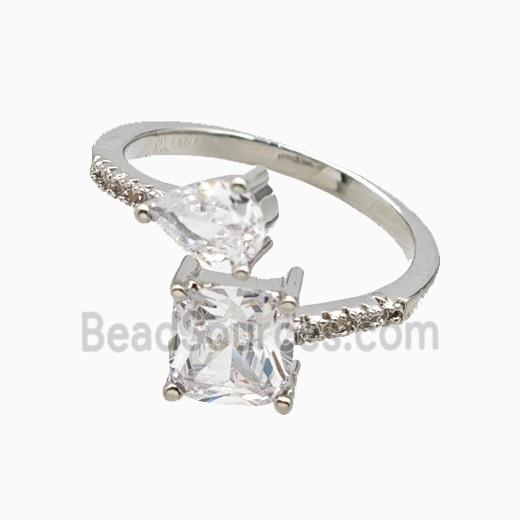 Copper Ring Pave Zirconia Crystal Glass Platinum Plated