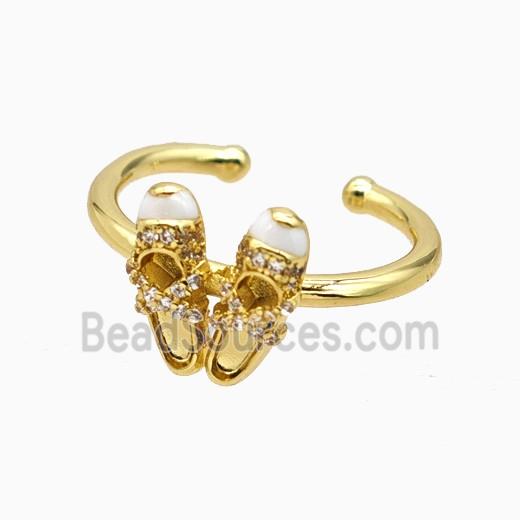 Copper Shoes Rings Pave Zirconia Enamel Gold Plated