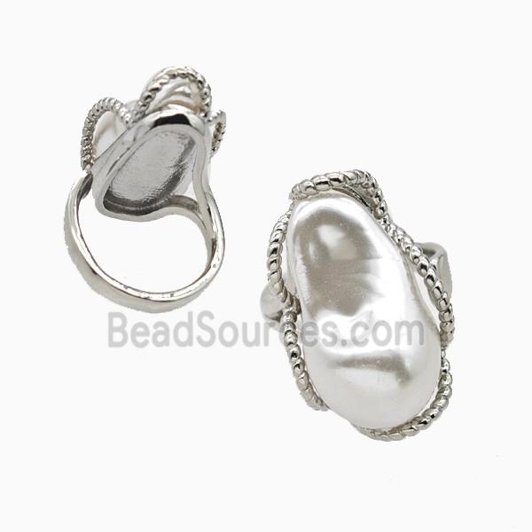 Copper Ring Pave Pearlized Resin Platinum Plated