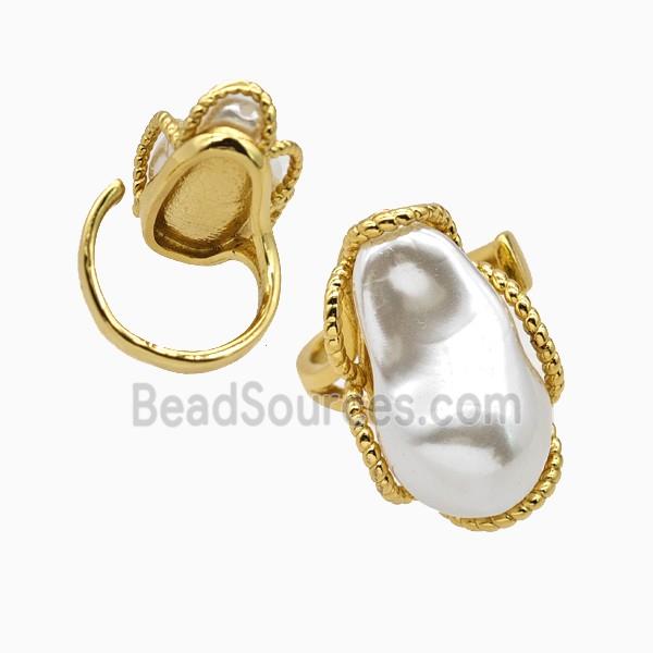 Copper Ring Pave Pearlized Resin Gold Plated