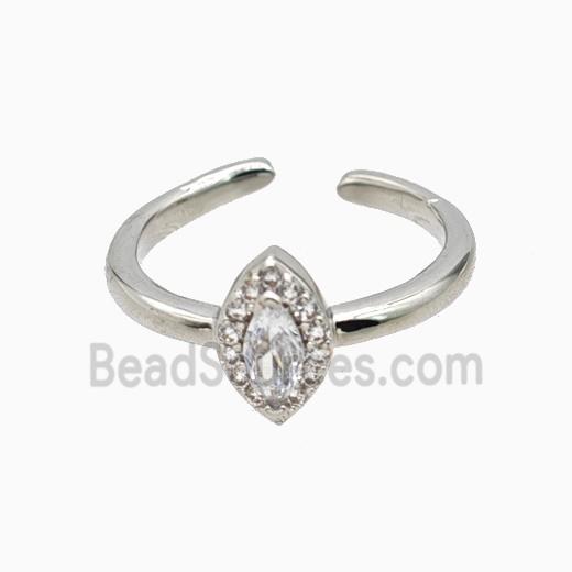 Copper Eye Rings Pave Zirconia Crystal Glass Platinum Plated