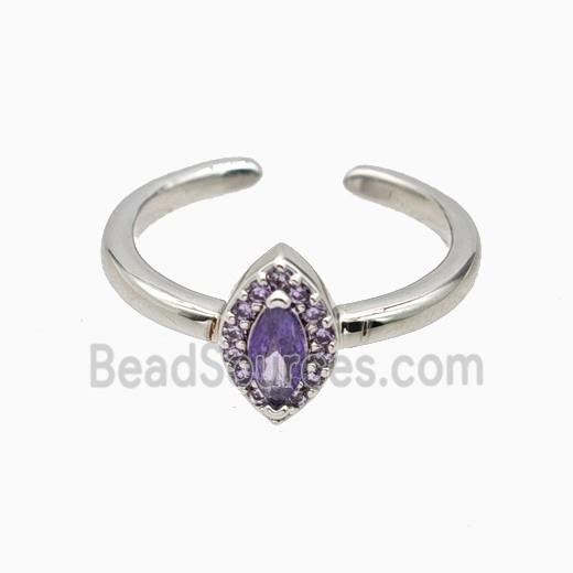 Copper Eye Rings Pave Zirconia Crystal Glass Platinum Plated