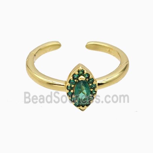 Copper Eye Rings Pave Zirconia Crystal Glass Gold Plated