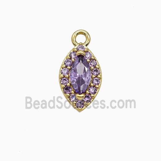 Copper Eye Pendant Pave Zirconia Crystal Glass Gold Plated
