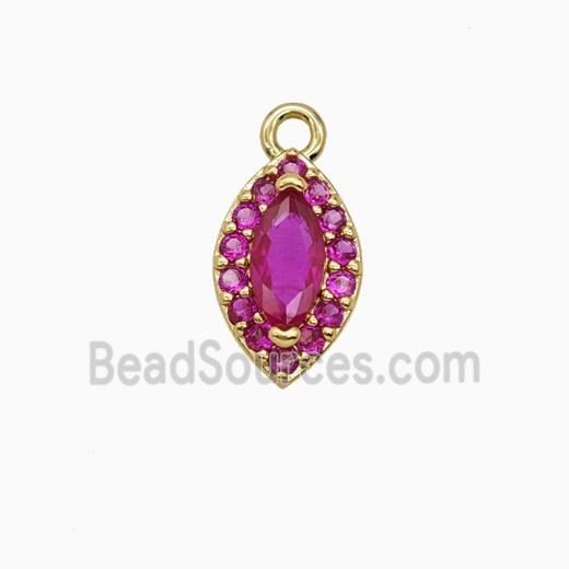 Copper Eye Pendant Pave Zirconia Crystal Glass Gold Plated