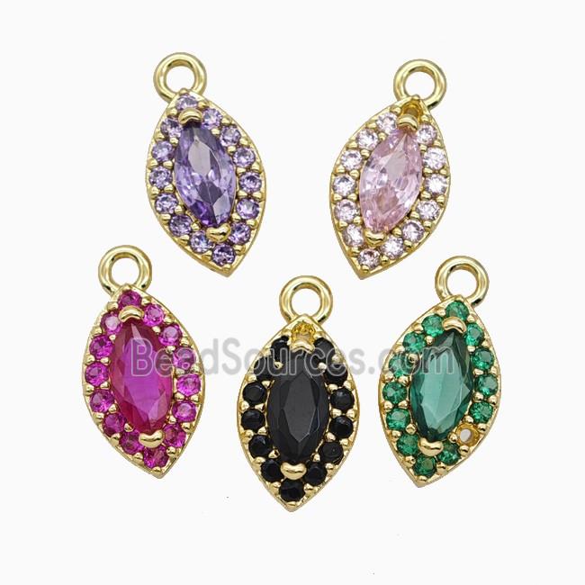 Copper Eye Pendant Pave Zirconia Crystal Glass Gold Plated Mixed