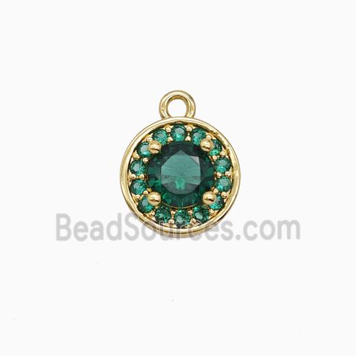 Copper Sun Pendant Pave Zirconia Crystal Glass Green Gold Plated