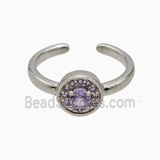 Copper Rings Pave Zirconia Crystal Glass Platinum Plated