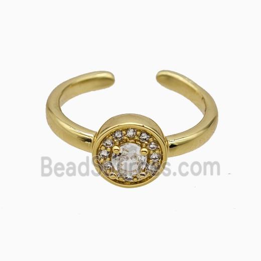 Copper Rings Pave Zirconia Crystal Glass Gold Plated