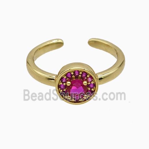 Copper Rings Pave Zirconia Crystal Glass Gold Plated