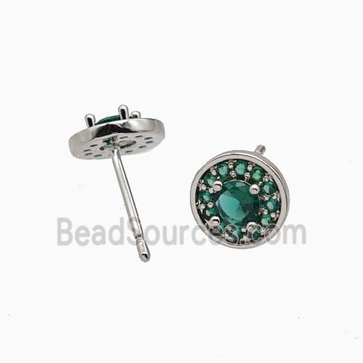 Copper Stud Earrings Pave Zirconia Crystal Glass Platinum Plated