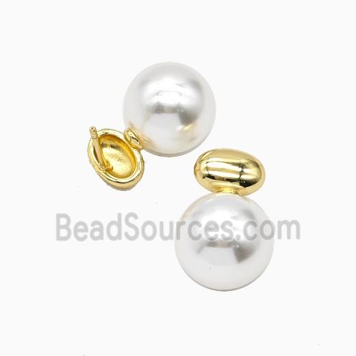 Copper Stud Earrings Pave Resin Gold Plated