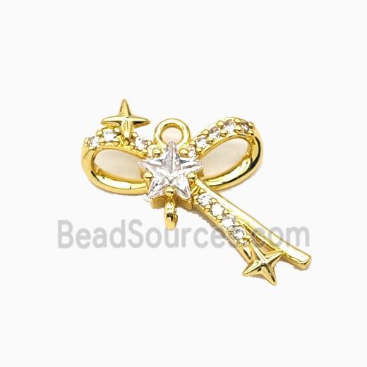 Copper Bowknot Pendant Pave Zirconia Gold Plated