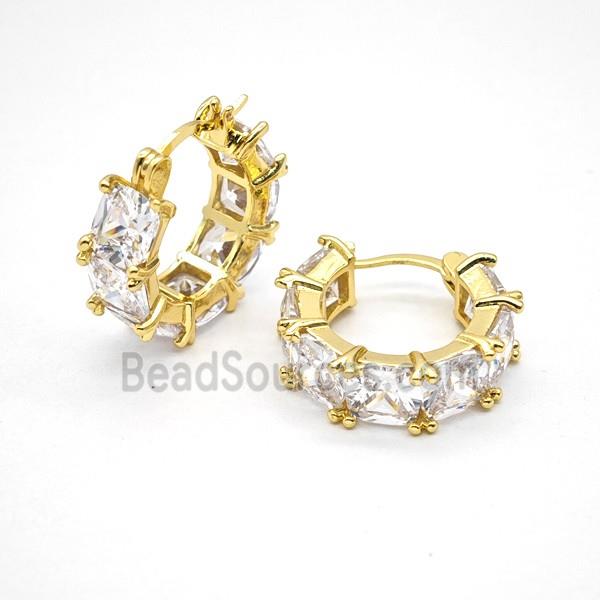 Copper Leaveback Earrings Pave Zirconia Gold Plated