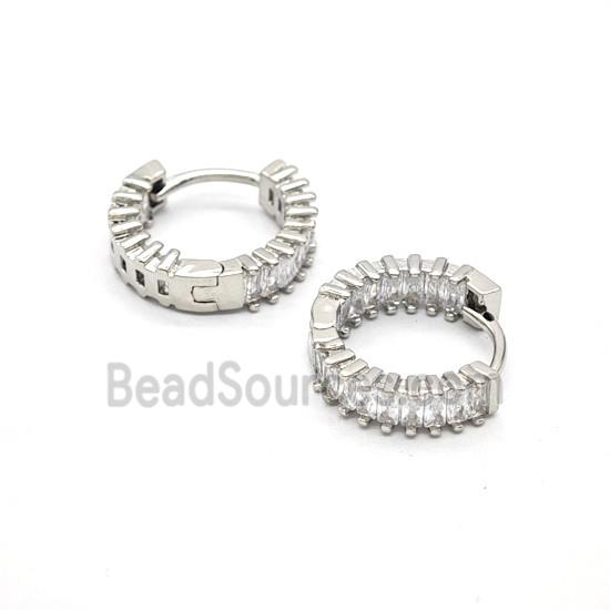 Copper Hoop Earrings Pave Zirconia Platinum Plated