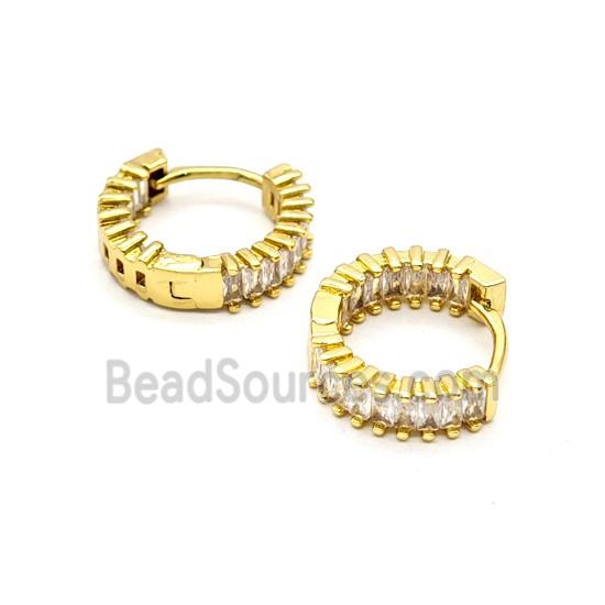 Copper Hoop Earrings Pave Zirconia Gold Plated