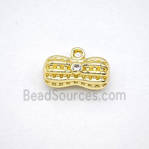 Copper Peanut Pendant Pave Zirconia Gold Plated