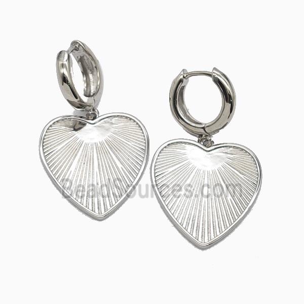 Copper Heart Hoop Earrings Platinum Plated
